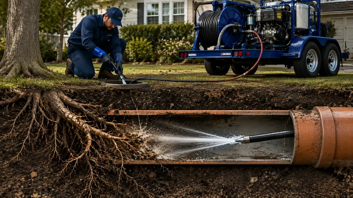 Tree Root Removal with Hydro Jetting in Marshall